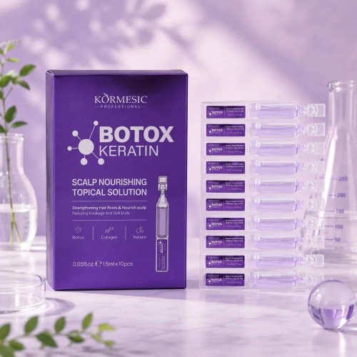 Kuracja do skóry głowy Botox Keratin – ampułki wzmacniające cebulki włosów Kormesic